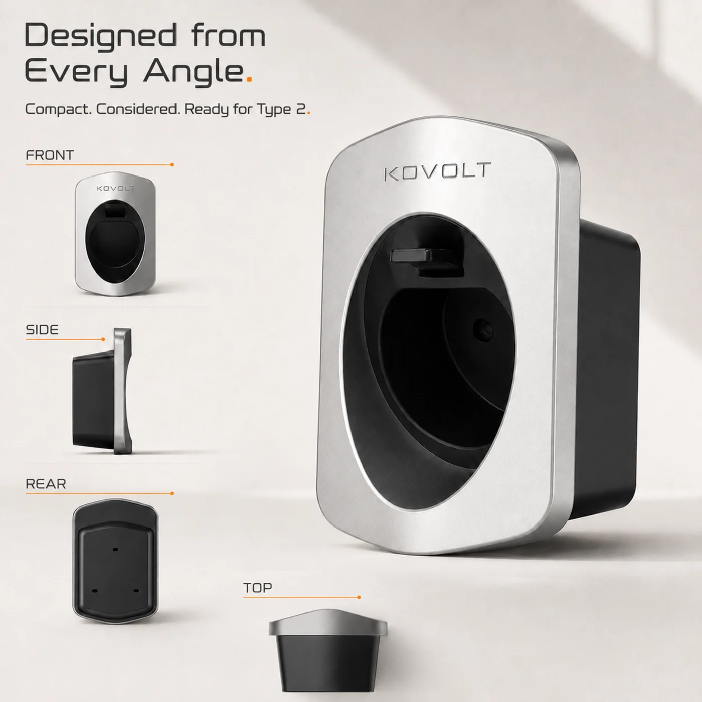 Front, side, rear and top views of the Kovolt Mount.